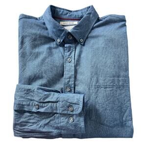 Goodthreads 100% Blue Cotton Long Sleeve Button Down Shirt Slim Large